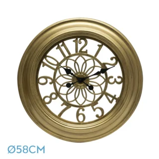 Reloj Pared Kumico Oro 58cm: Retro Industrial - Fabrilamp