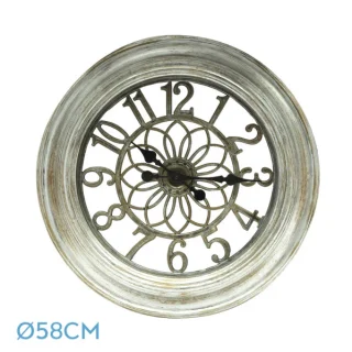 Reloj Pared Kumico Plata 58cm: Retro Industrial, Gran Tamaño