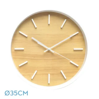Reloj Pared Mesoma Blanco/Haya 35cm: Diseño Moderno y Silencioso