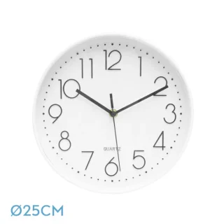 Reloj Pared Minuto Blanco 25cm: Diseño Sencillo y Funcional