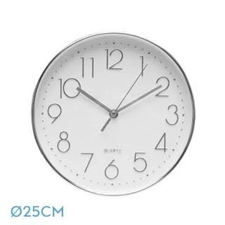Reloj Pared Minuto Plata 25cm: Diseño Moderno y Silencioso