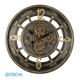 Reloj Pared Padua Oro/Cuero 70cm: Elegancia Clásica para tu Hogar
