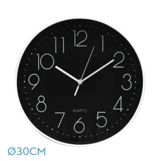 Reloj Pared Tiempo Blanco-Negro 30cm: Elegancia y precisión en tu hogar