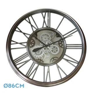 Reloj Pared Turin Níquel 86cm: Diseño Vintage - Fabrilamp