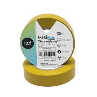 Cinta Aislante PVC Amarilla 19mmx20m: Flexible y Duradera para Electricistas