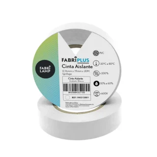 Cinta Aislante PVC Blanca 19mmx20m: Flexible y Duradera para Electricistas