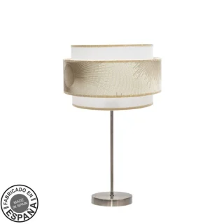 Sobremesa Alto Nepal: Lámpara de diseño moderno cuero/blanco/oro - Fabrilamp