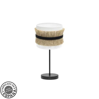 Sobremesa Angola Negro/Blanco/Yute: Iluminación Moderna y Elegante