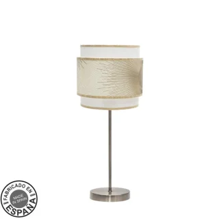 Sobremesa Nepal Cuero/Blanco/Oro: Iluminación Moderna y Elegante