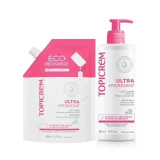 Topicrem Pack Uh Leche Corporal 500 Ml + Recarga Leche Corporal 500 Ml 50 %