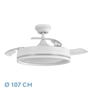 Ventilador DC Retráctil Blanco | Fabrilamp / Abrila CERRATO | 107cm | Ref: 208691301 | LUZGURU